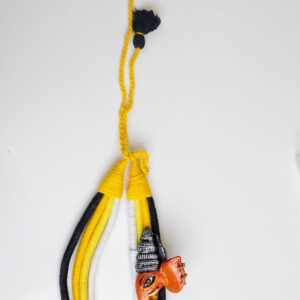 Tribal Mask & Temple Necklace – Handcrafted Clay Pendant with Yellow & Black Cords | Bold Ethnic Jewellery for Powerful Women